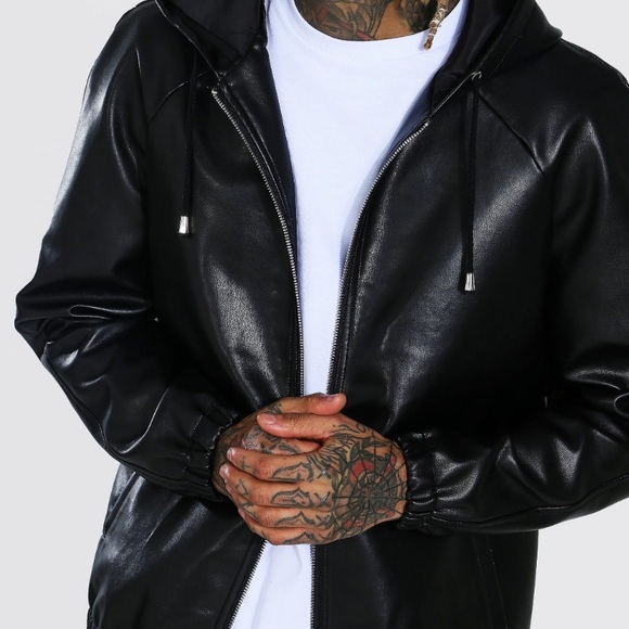 Leather look boohoo man jacket - Picture 2 of 11